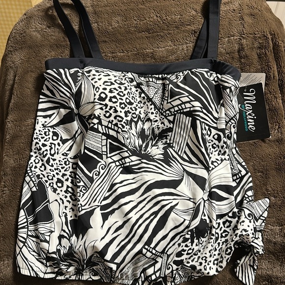 NWT MAXINE of HOLLYWOOD Bandeau Blouson Tankini and Swim Short Set Sz 14 - Picture 3 of 12